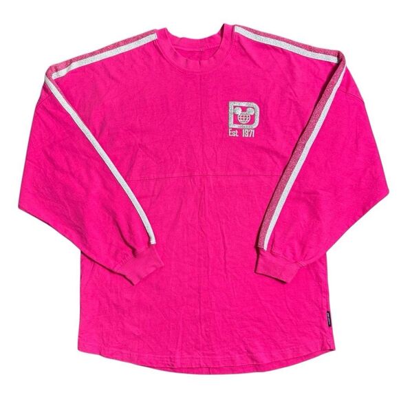 Disney Tops - Disney Parks Spirit Jersey Long Sleeve Hot Pink Silver Sparkles Women’s Size M‎